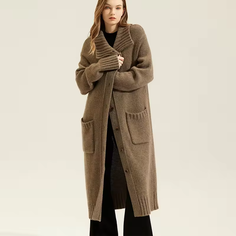 High Quality Plus Size Woolen Trench Coat Winter Double Faced Long — detail 6