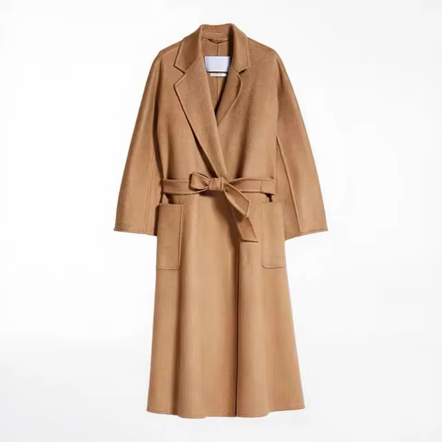 Top Quality Max Coat ,luxury Water Ripple Double-sided 100% Cashmere