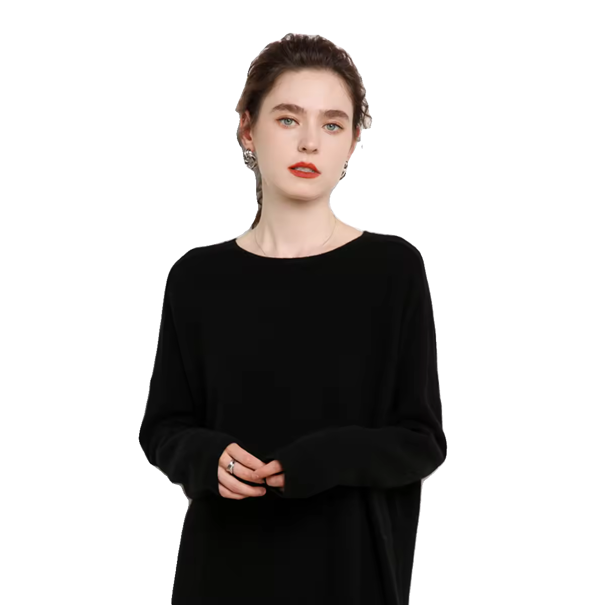 Cashmere Sweater Loose Large Size Lazy Mid-length Crewneck Autumn — detail 4