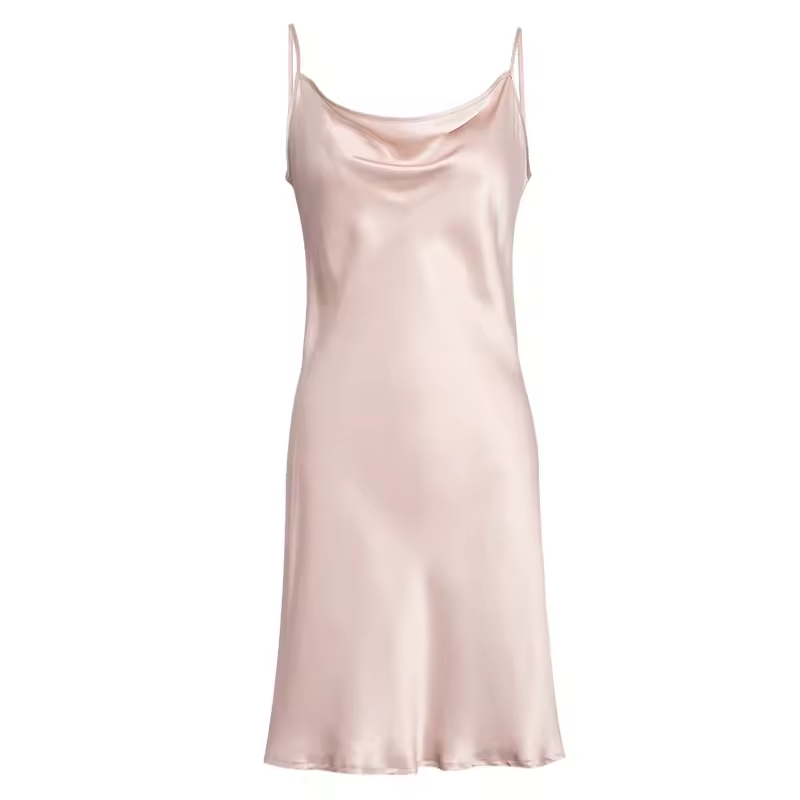 And Color Sexy Crew Neck Mulberry Silk Night Slip Dress Luxury 100% — detail 2