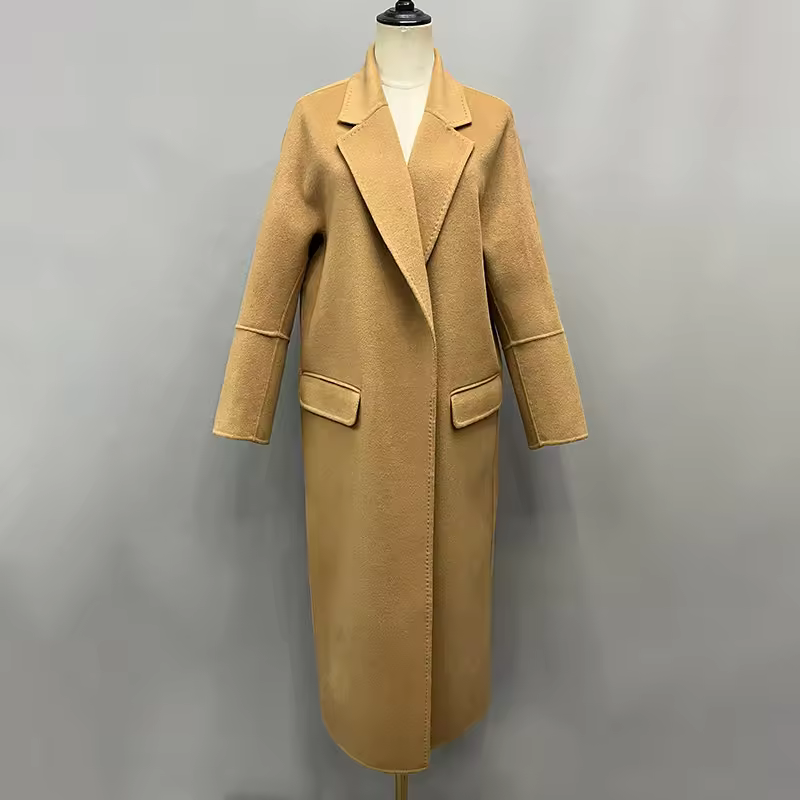 Cashmere Wool Coats Soft Warm Real Wool Overcoat Loose Fit Casual — detail 5
